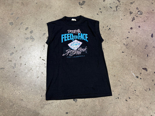 1985 Feed Your Face Spring Break Sleeveless Tee - Black Size Medium