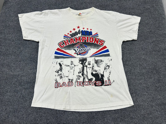 2004 Detroit Pistons NBA Champs Tee - White Size XL