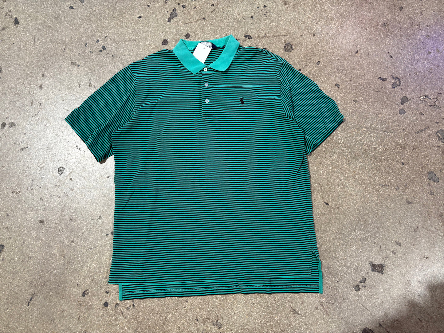 Polo Golf Stripped Polo Shirt - Teal/ Black Size Large