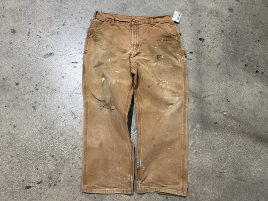 Distressed Carhartt Carpenter Pants - Golden Khaki Size 36x30