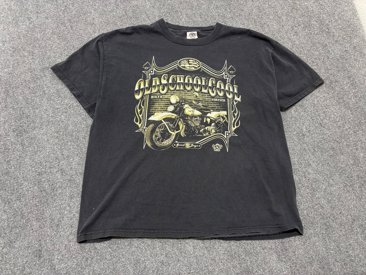 Old School Cool Biker Tee - Black Size XL