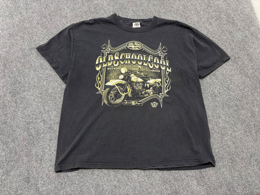 Old School Cool Biker Tee - Black Size XL