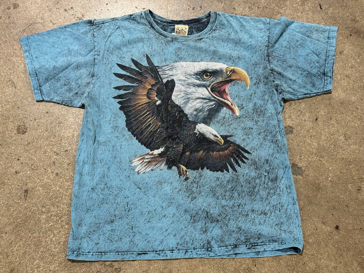 Habitat Eagle Tee - Acid Wash Teal Size Large