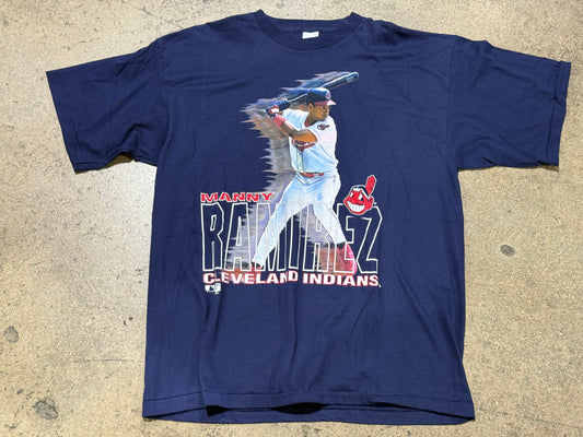 1995 MLB Cleveland Indians Manny Ramirez Tee - Navy Size XXL