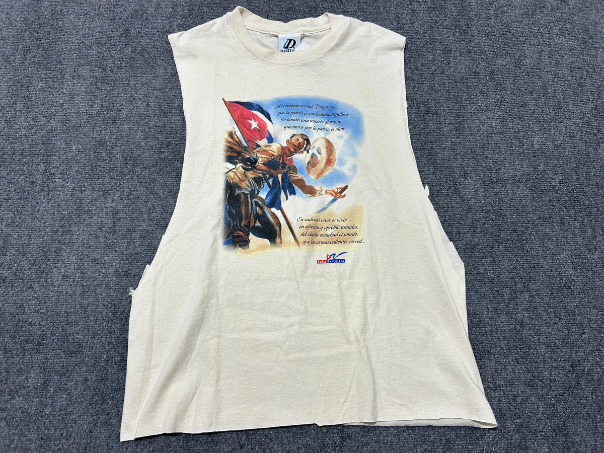 Cuba Nostalgia Combate Cutoff Tee - White Size Large