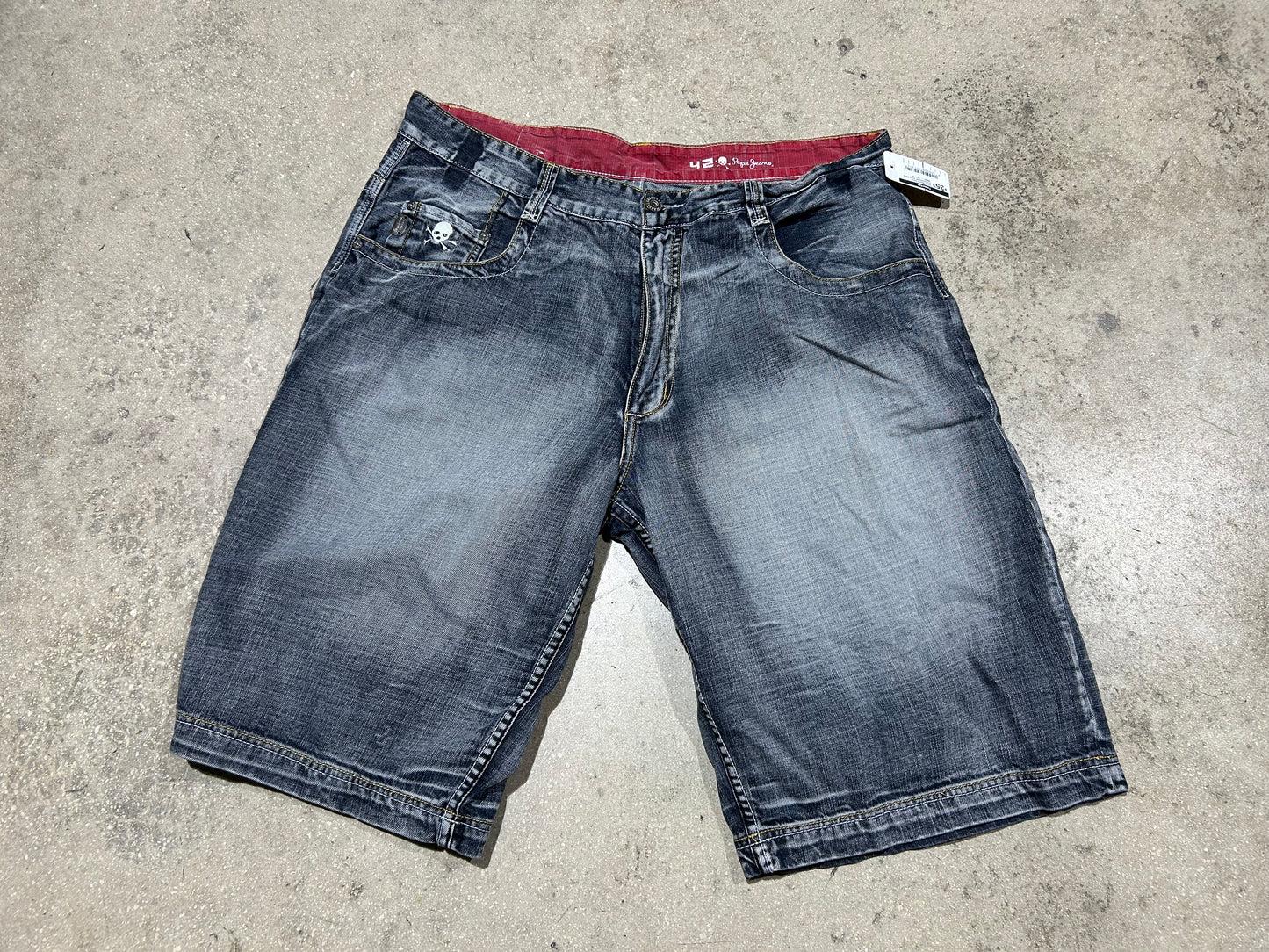 Pepe Jeans Skull Embroidered Jorts Dark Wash - Size 42