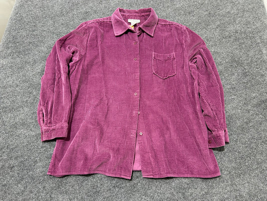 Real Comfort Corduroy Button Up Shirt - Purple Size XL