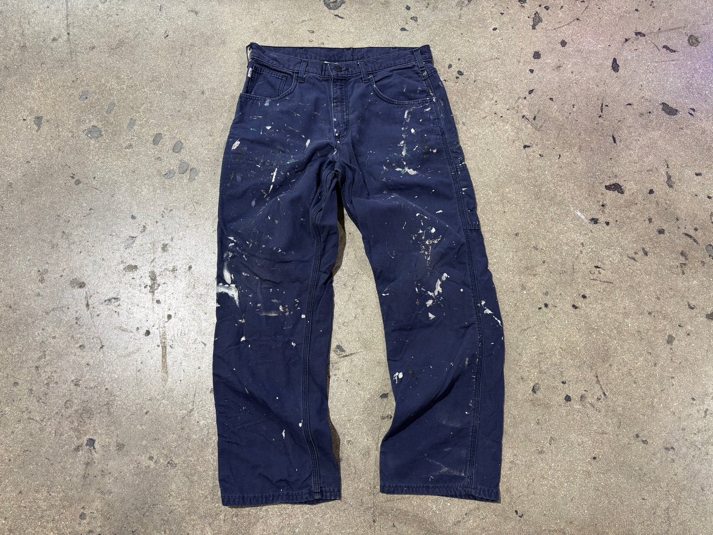 Paint Splatter Carhartt Work Pants - Navy Size 33 x 30