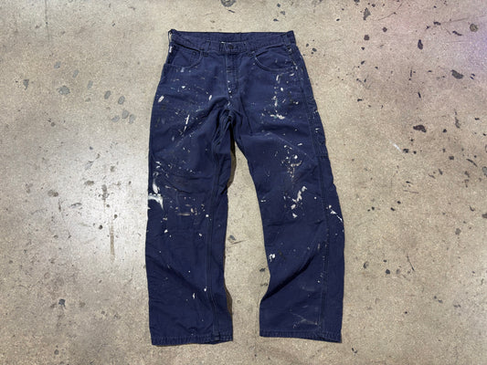 Paint Splatter Carhartt Work Pants - Navy Size 33 x 30