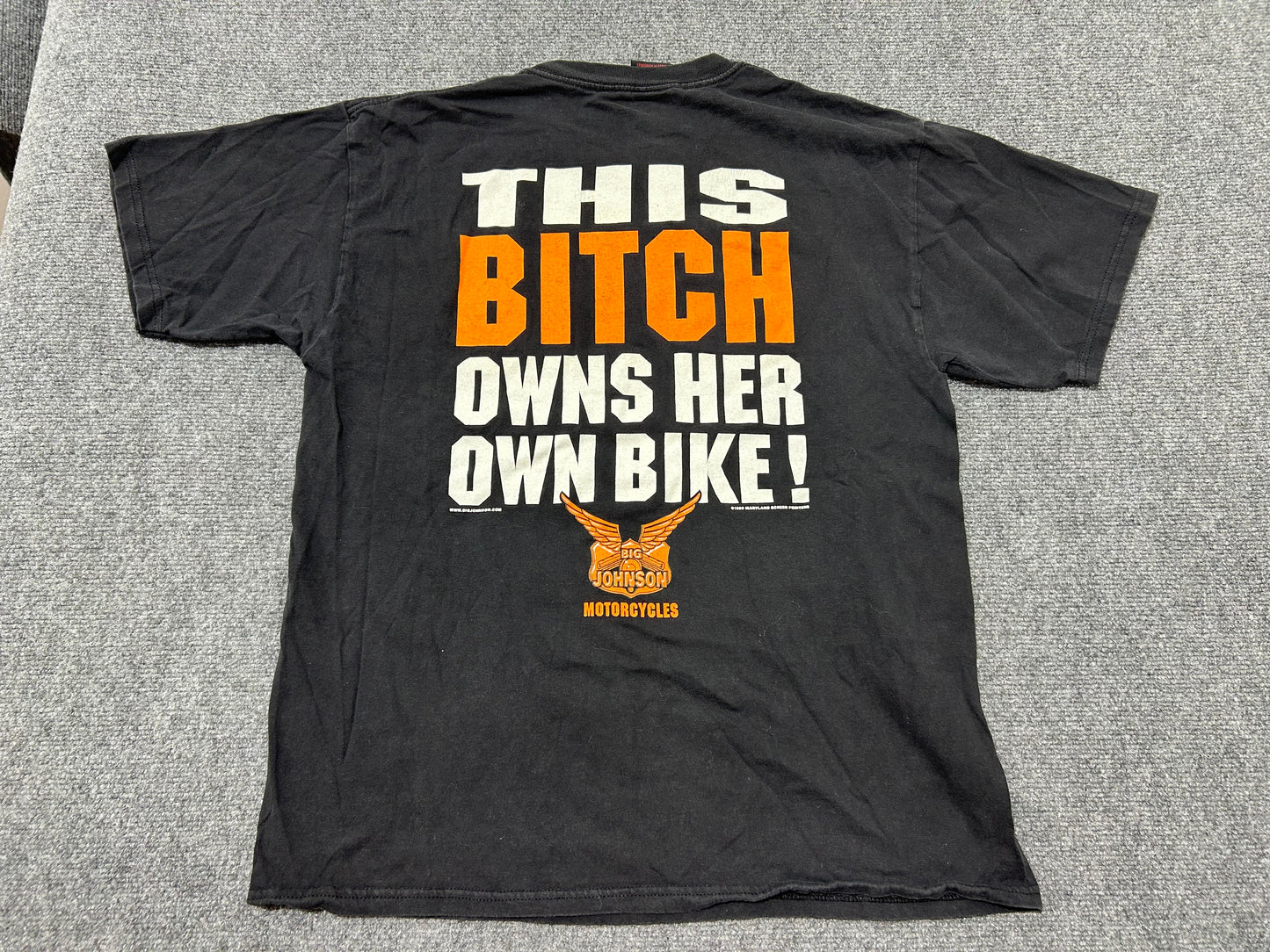 1999 Big Johnson This Bitch Owns Her Bike - Black Size Large