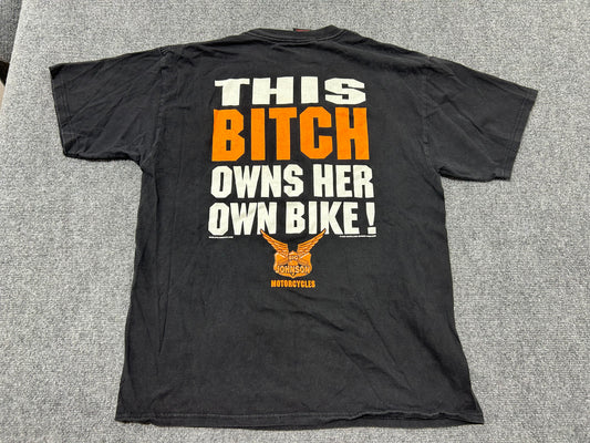 1999 Big Johnson This Bitch Owns Her Bike - Black Size Large