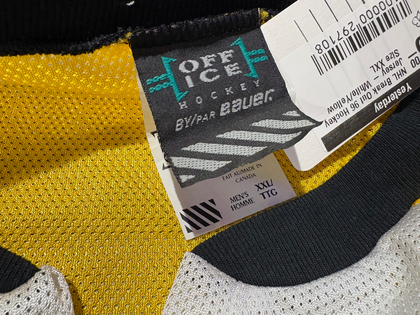 NHL Break Out 96 Hockey Jersey - White/Yellow Size XXL