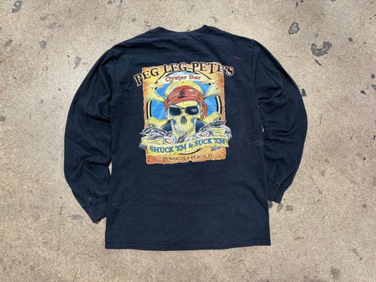 Peg Leg Pete's Oyster Bar Longsleeve Tee - Black Size Small
