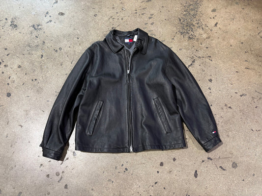 Tommy Hilfiger Leather Jacket - Black Size XXL