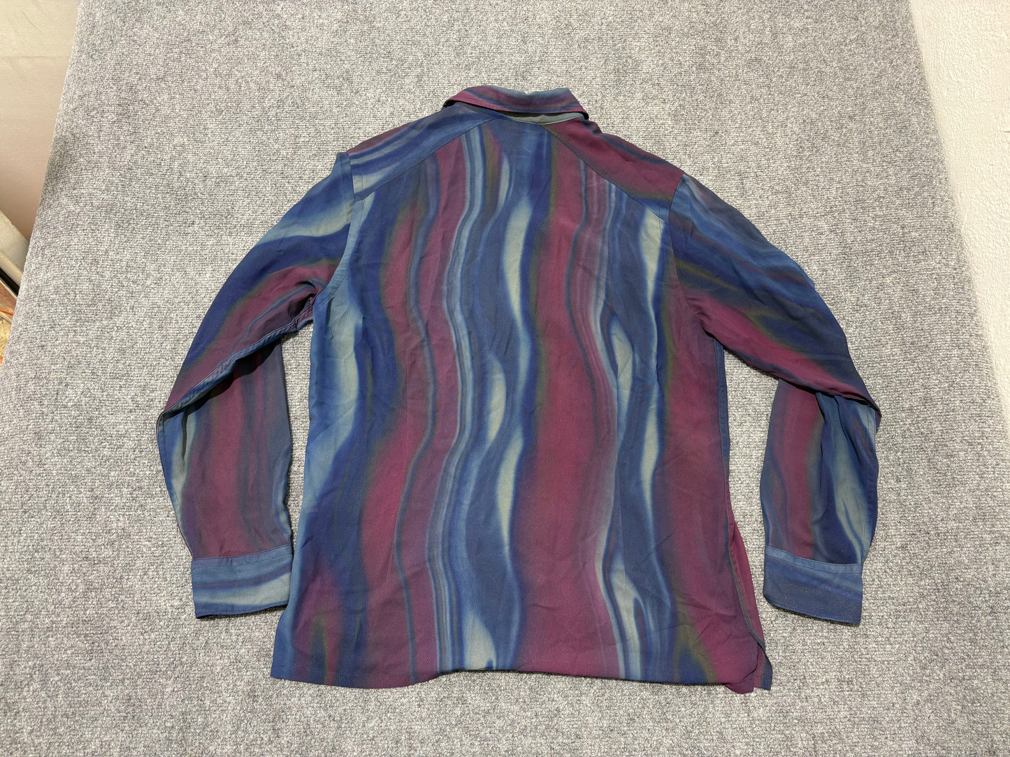 90s Kenneth Cole Silky Button Up Shirt - Blue Size Medium