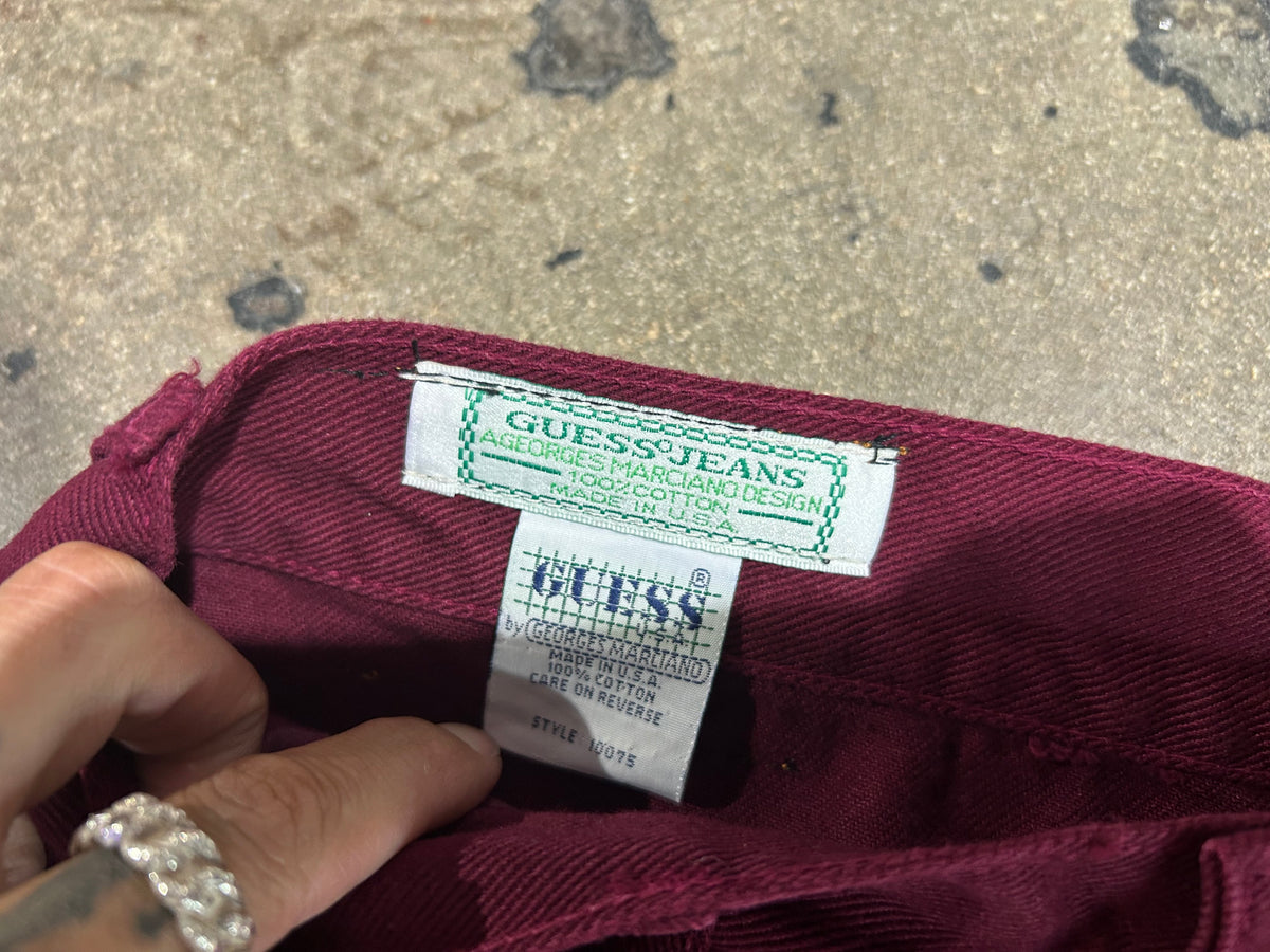 Guess Denim Shorts - Burgundy Size 30
