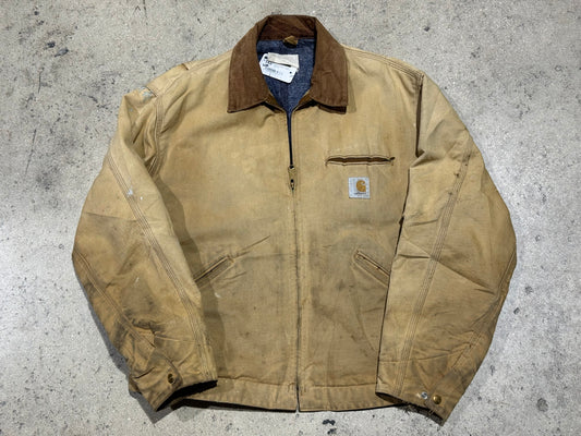 Distressed Carhartt Blanket Lined Detroit Jacket - Khaki Size XL