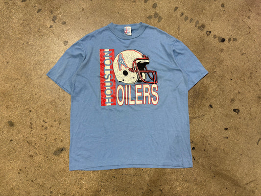 Houston Oilers Football Tee - Light Blue Size XL