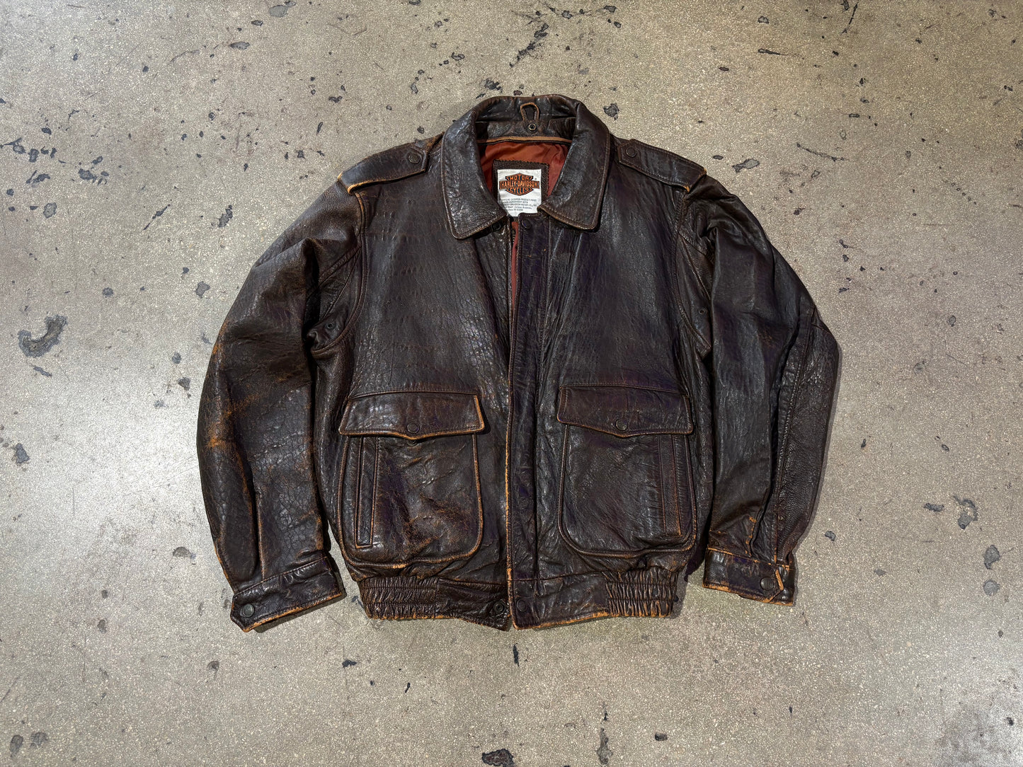 Harley Davidson A2 Leather Jacket - Brown Size 40 / Large