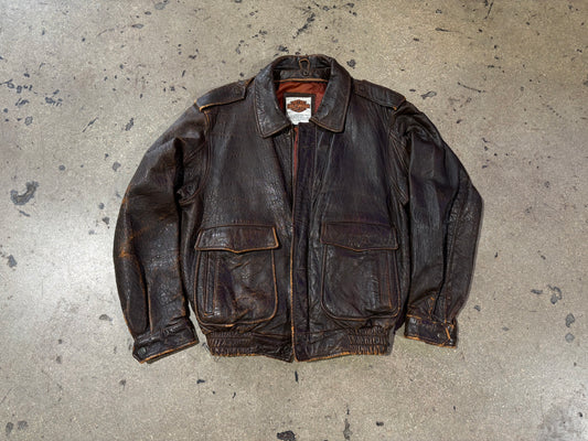 Harley Davidson A2 Leather Jacket - Brown Size 40 / Large