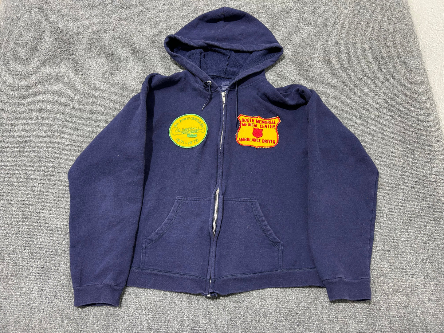 Hanes Patchwork Zip Up Jacket - Navy Size Small