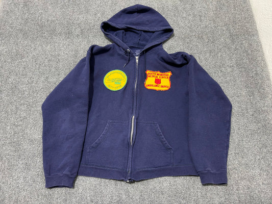 Hanes Patchwork Zip Up Jacket - Navy Size Small