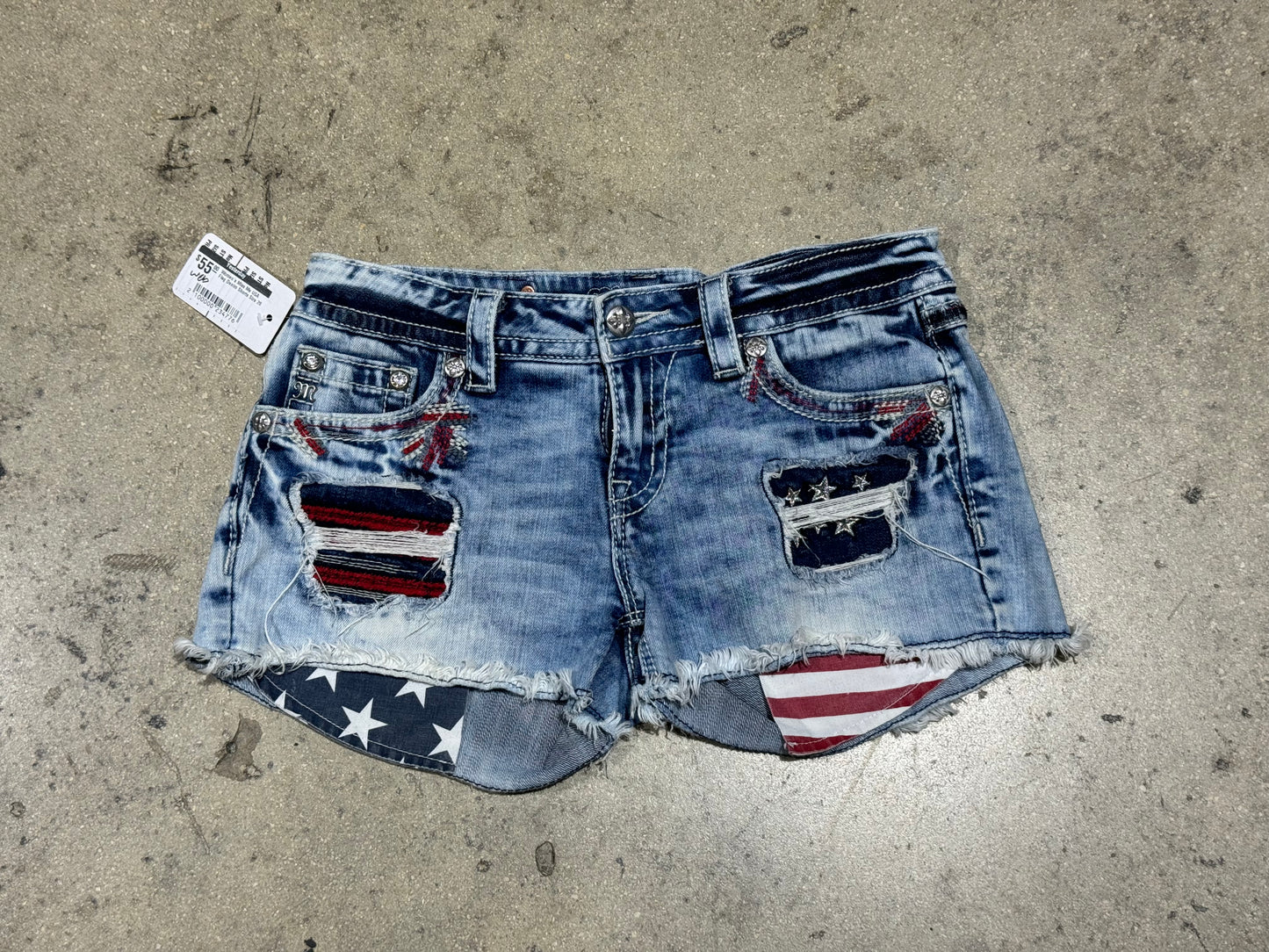 Women's Miss Me USA Flag Denim Shorts Size 28