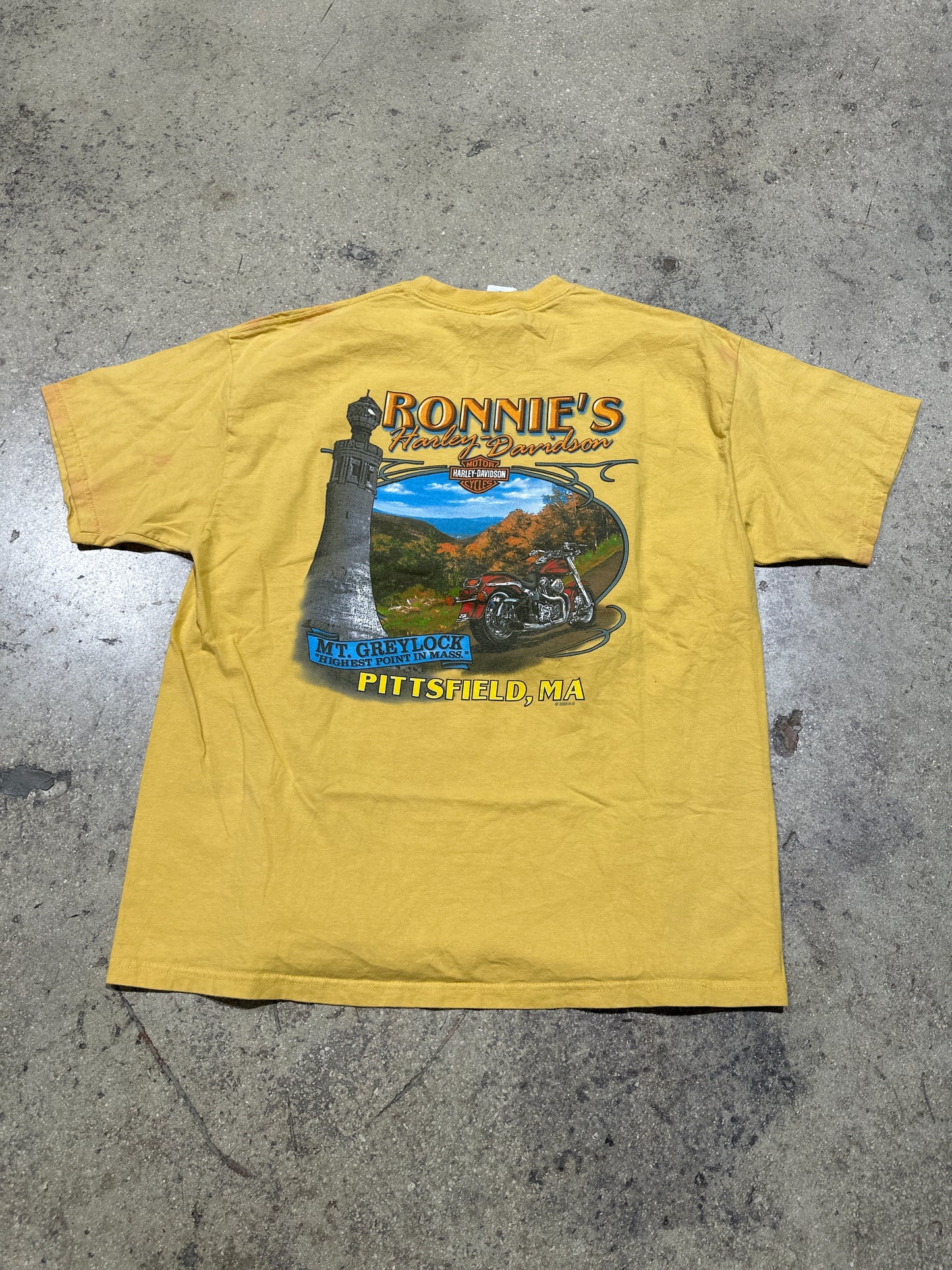 2009 Harley Davidson Wolves Tee - Yellow Size XL