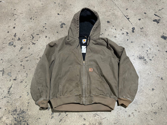 Carhartt Hooded Work Jacket - Brown Size Large