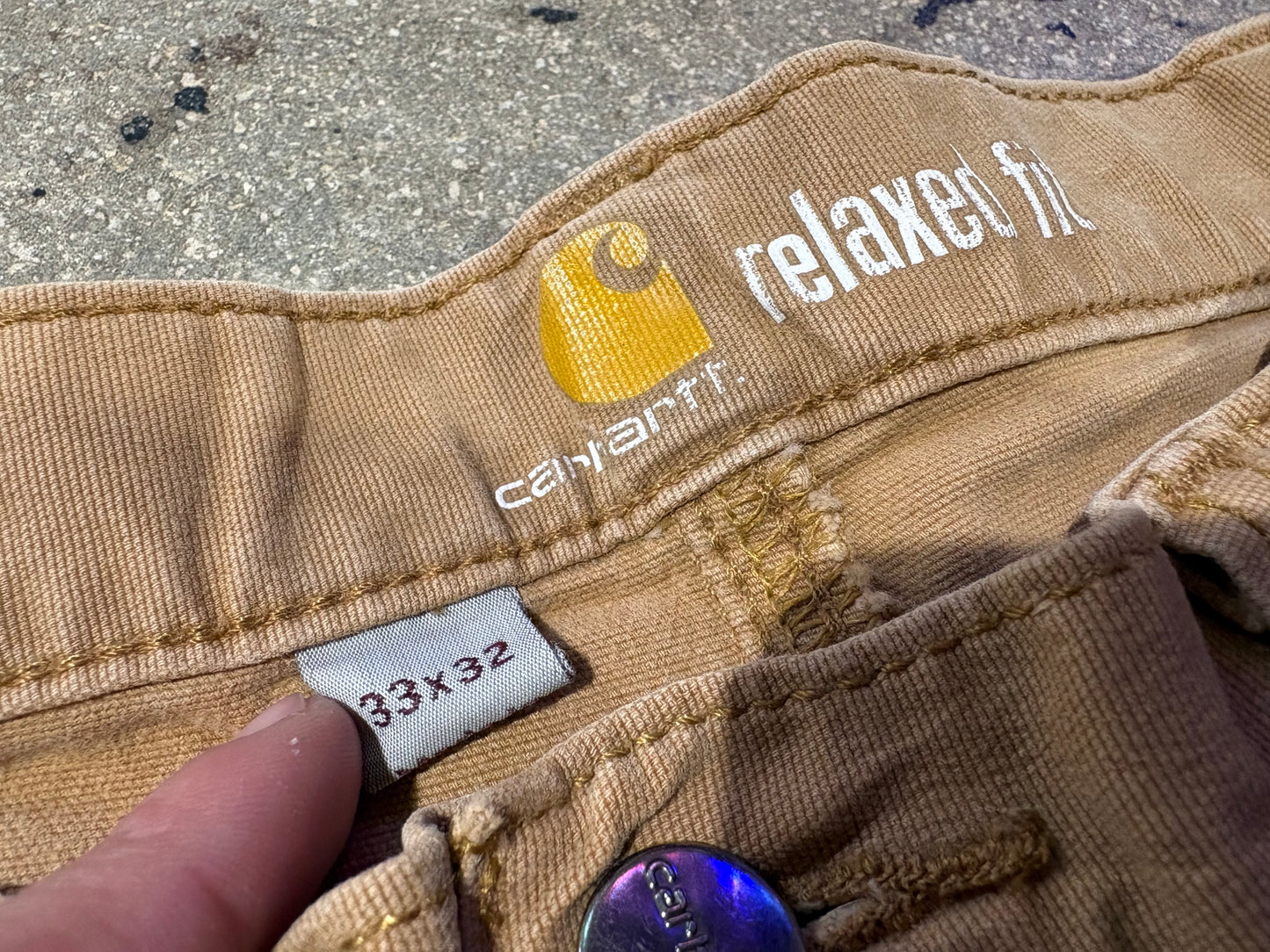 Carhartt Relaxed Fit Repaired Knee Pants - Khaki Size 33 x 32