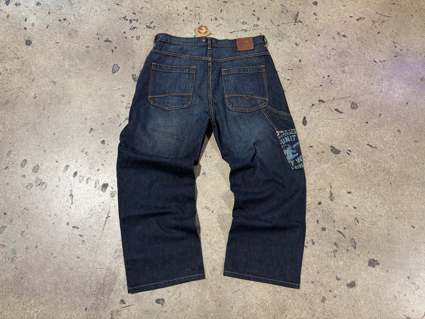 G Unit Baggy Wide Leg Raw Denim Jeans - Navy Size 36 x 34