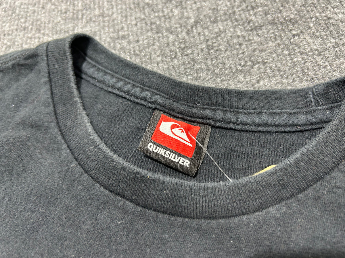 Quicksilver Spell Out Logo Tee - Black Size Large