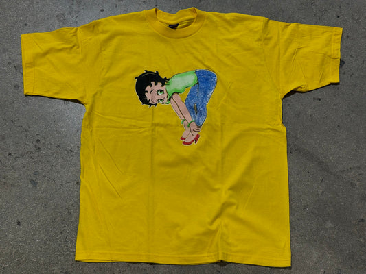 Betty Boop Bent Over Tee - Yellow Size Large