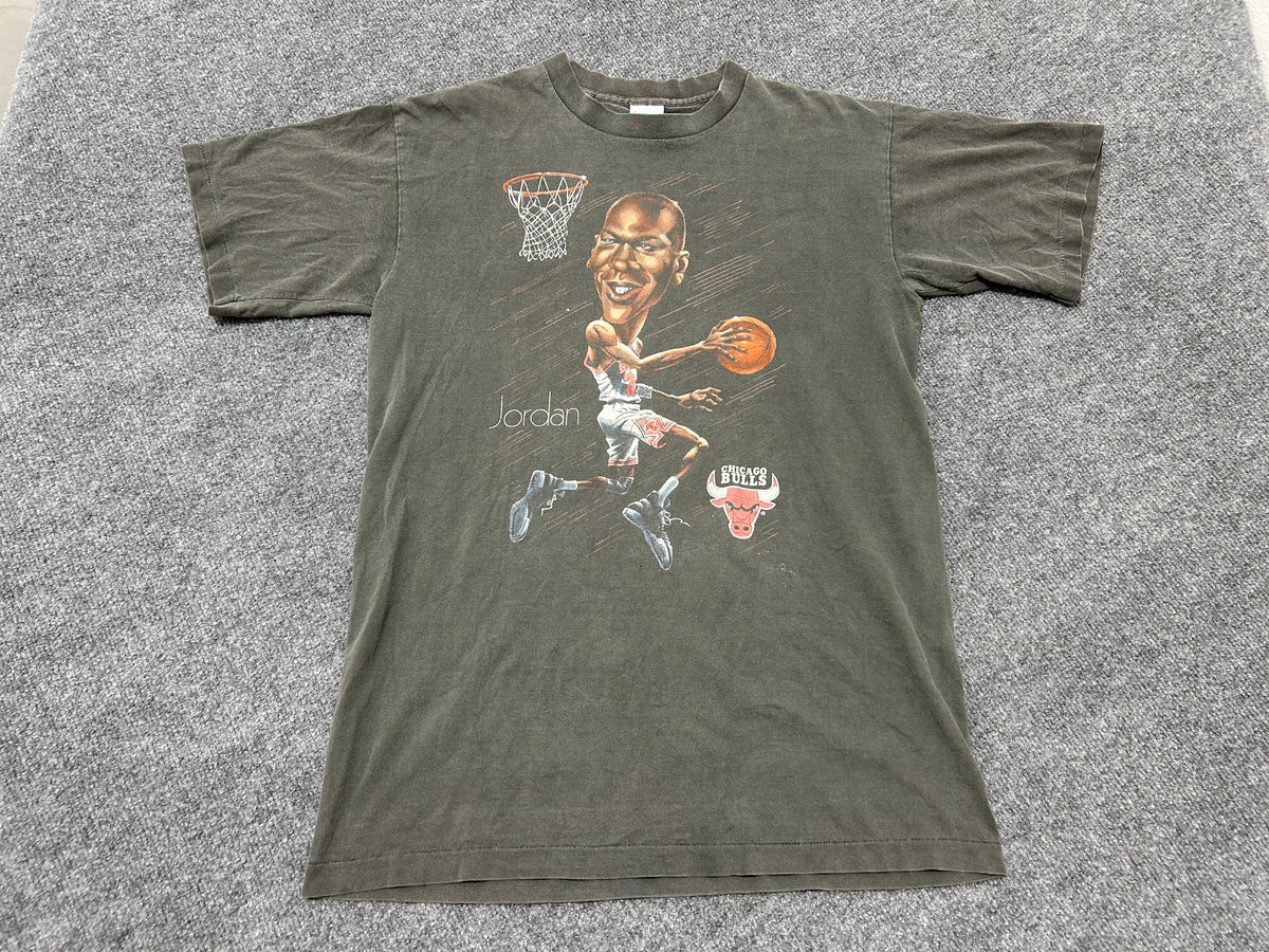 Faded Michael Jordan Dunking Character Tee - Black Size Large
