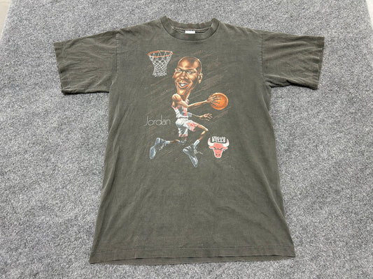 Faded Michael Jordan Dunking Character Tee - Black Size Large