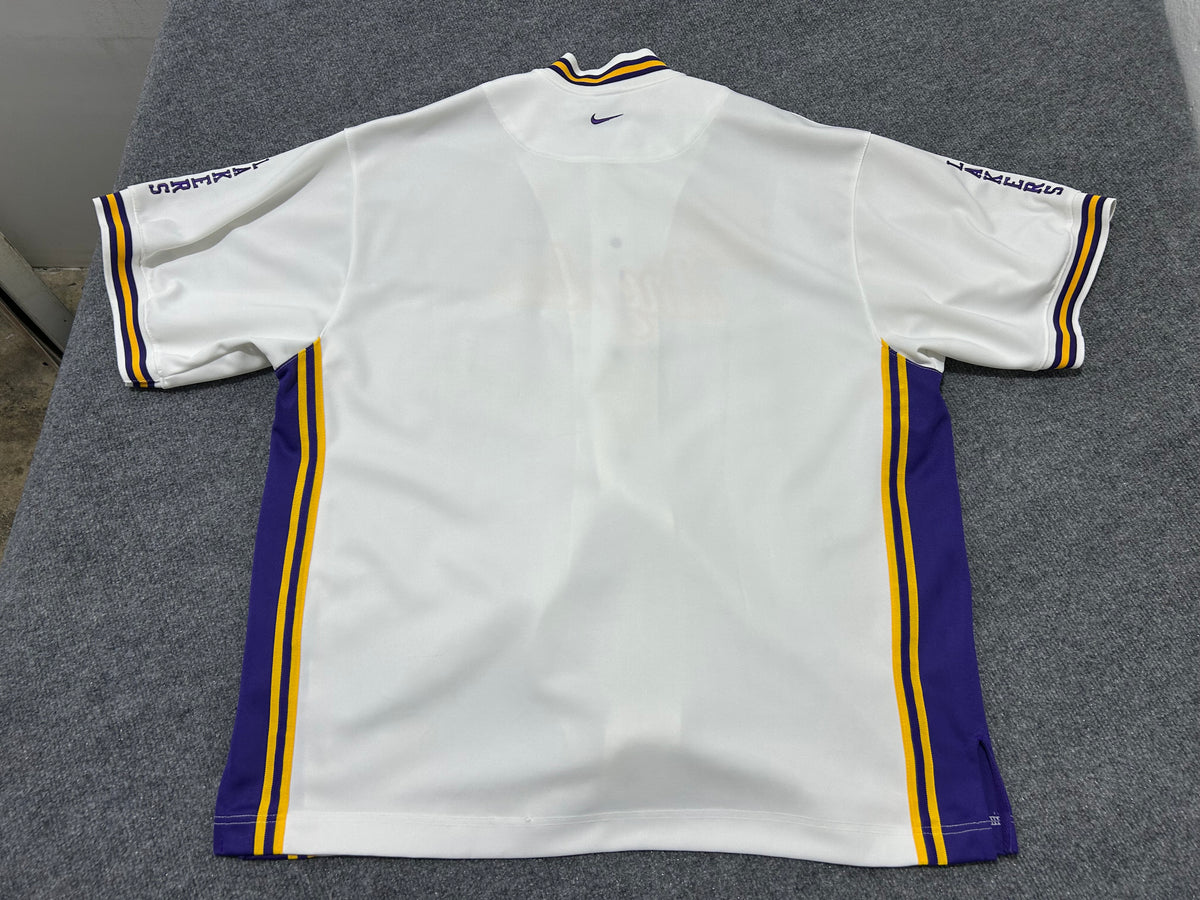 Los Angeles Lakers Warm Up Button Up - White/Purple Size XL