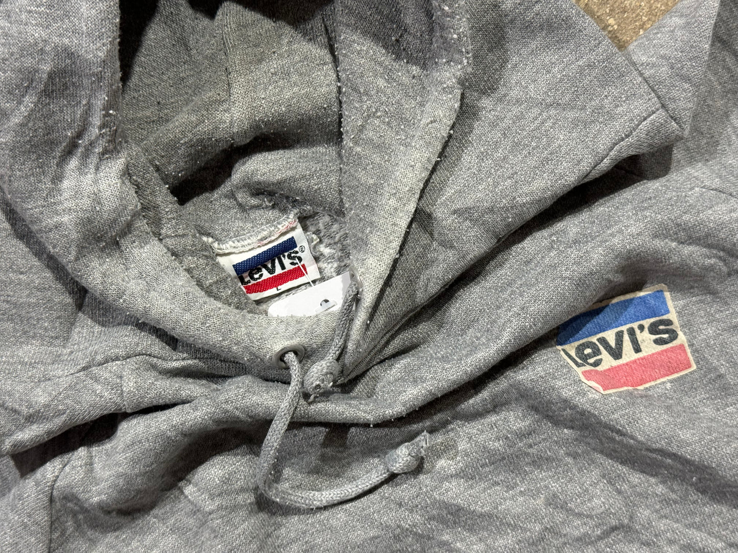 80s Levis Hoodie - Grey Size Small