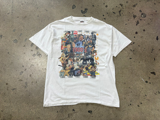 1980s Pop Culture Tee - White Size XL