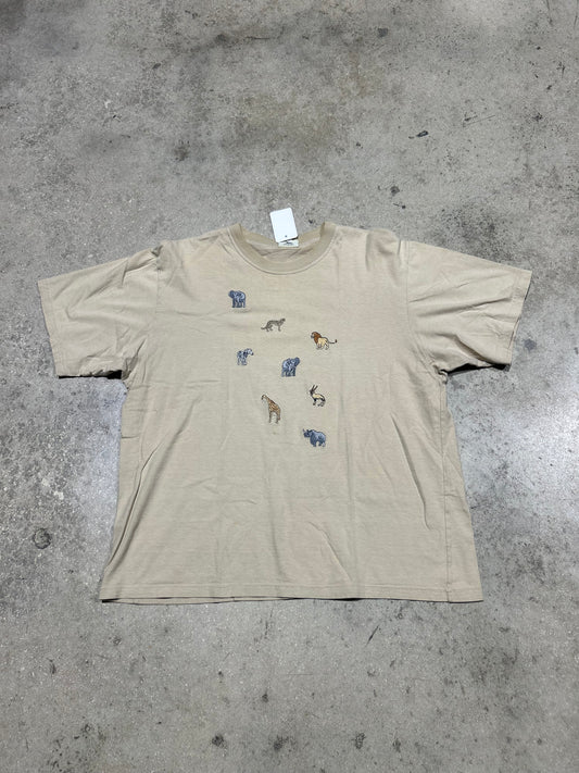 90s Animal Tee - Beige Size Large