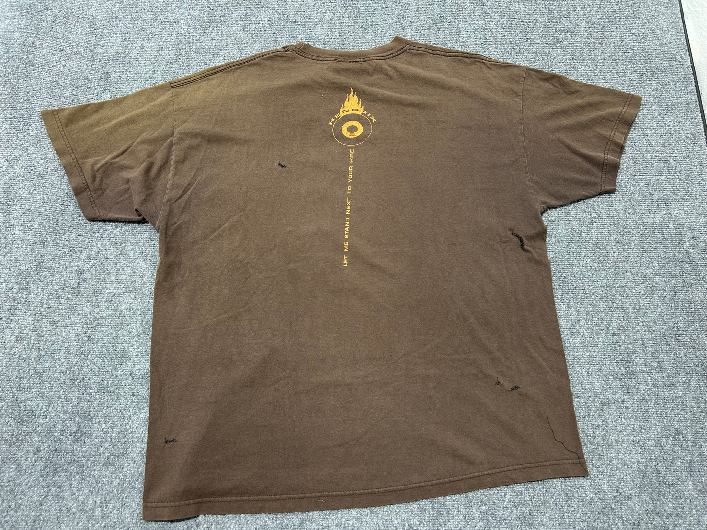 2003 Distressed Jimi Hendrix Burning Desire Tee - Brown Size XXL