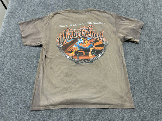 Faded Wicked Wheel Girl Driving Tee - Brown Size XL(con)