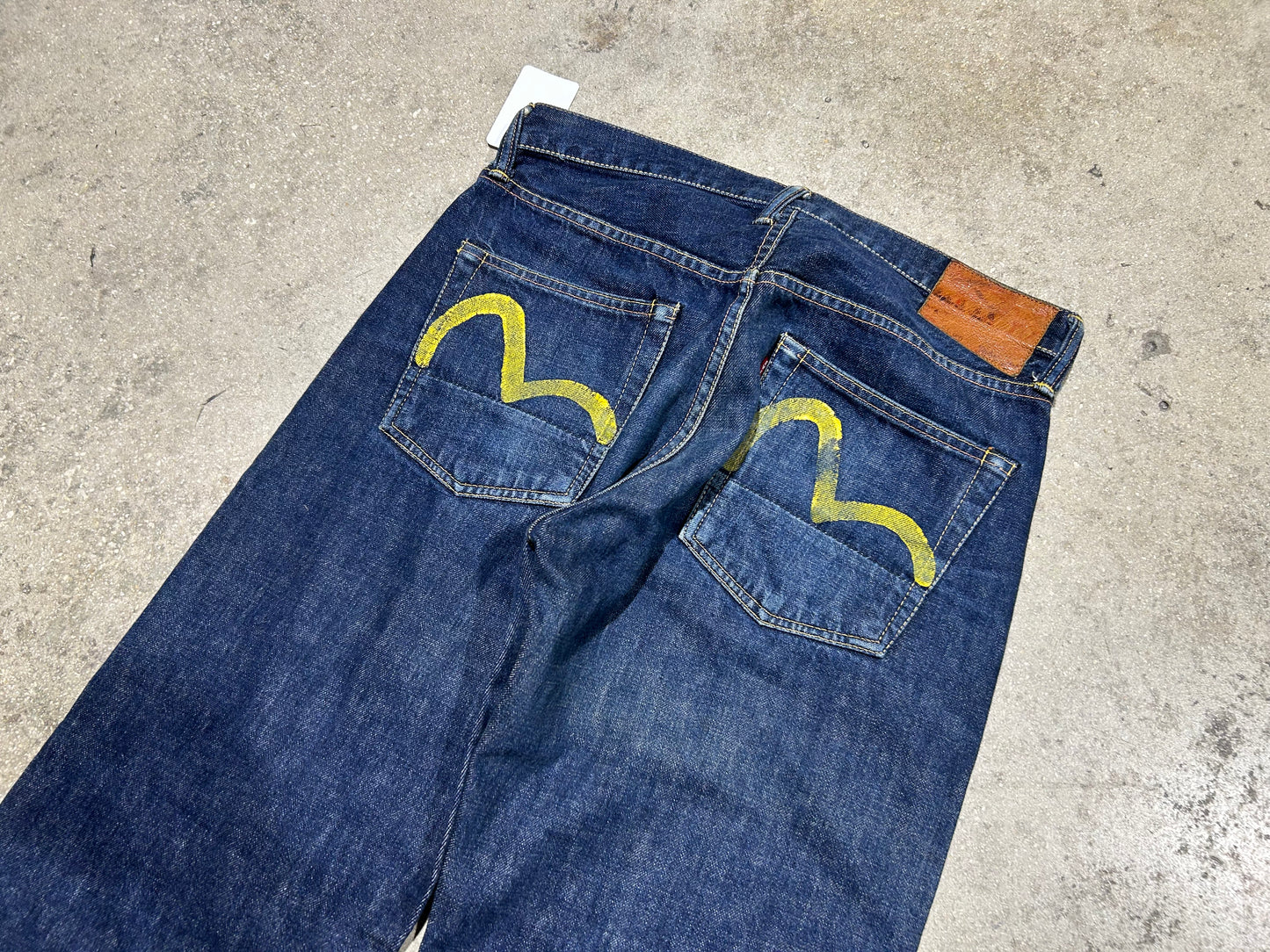 Evisu Selvedge Denim Back Hit Jeans - Navy/Yellow Size 33