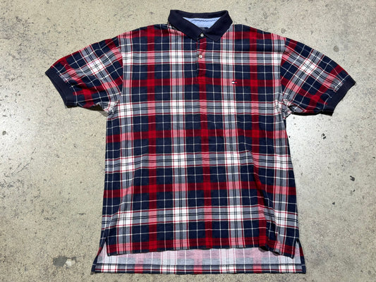 Tommy Hilfiger Plaid Polo Shirt - Blue/Red Size XL