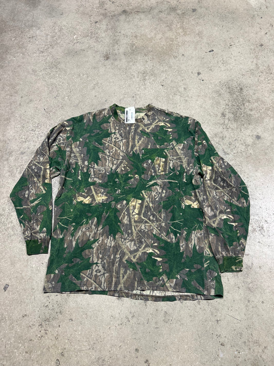 Weed Leaf Camo? Long Sleeve Tee - Green Size XL