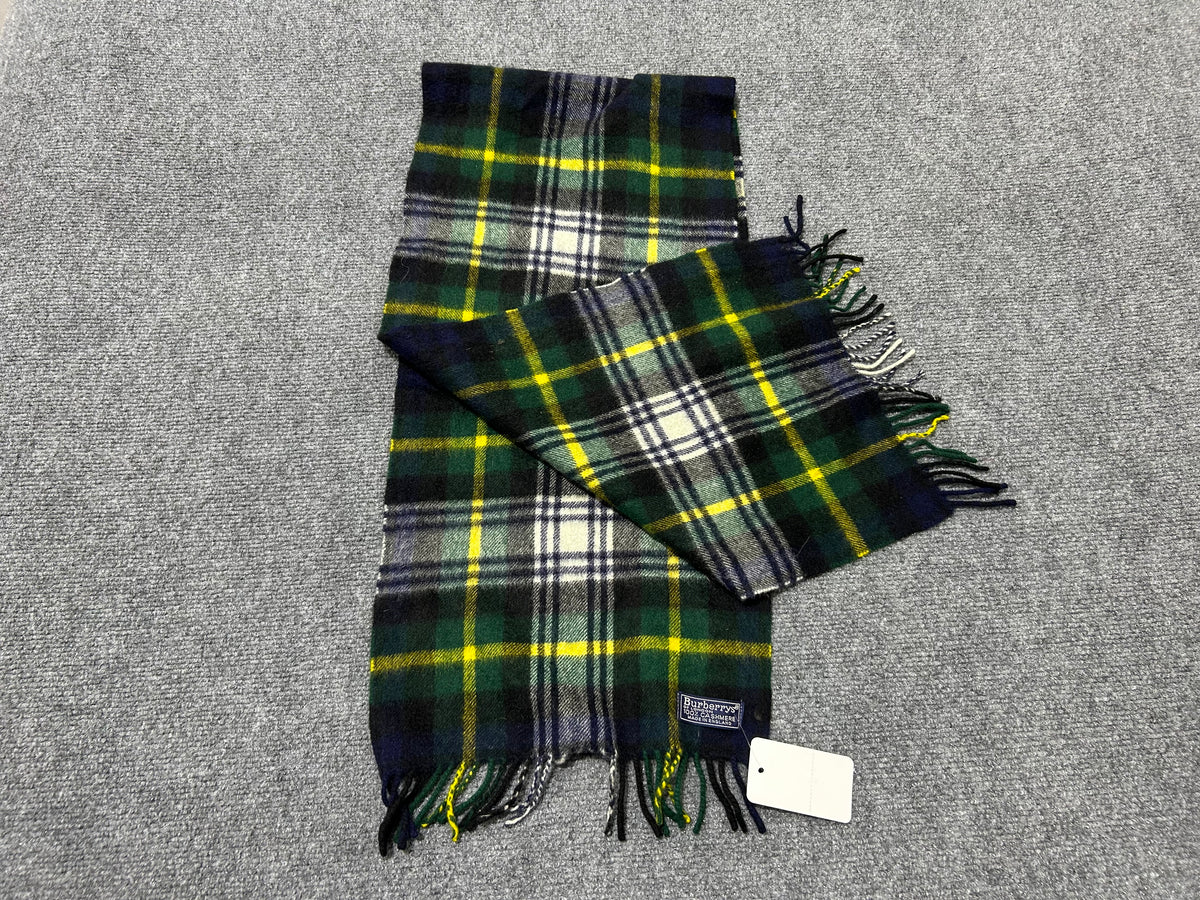 Burberry 100% Cashmere Scarf - Green / Yellow