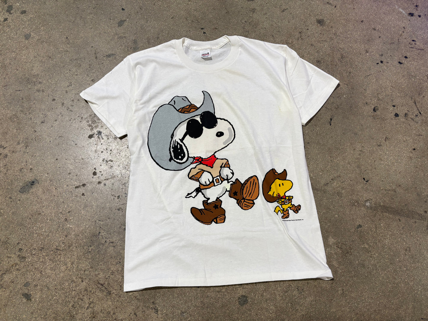 Snoopy and Woodstock Cowboy Tee - White Size XL