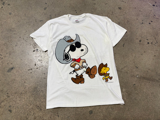 Snoopy and Woodstock Cowboy Tee - White Size XL
