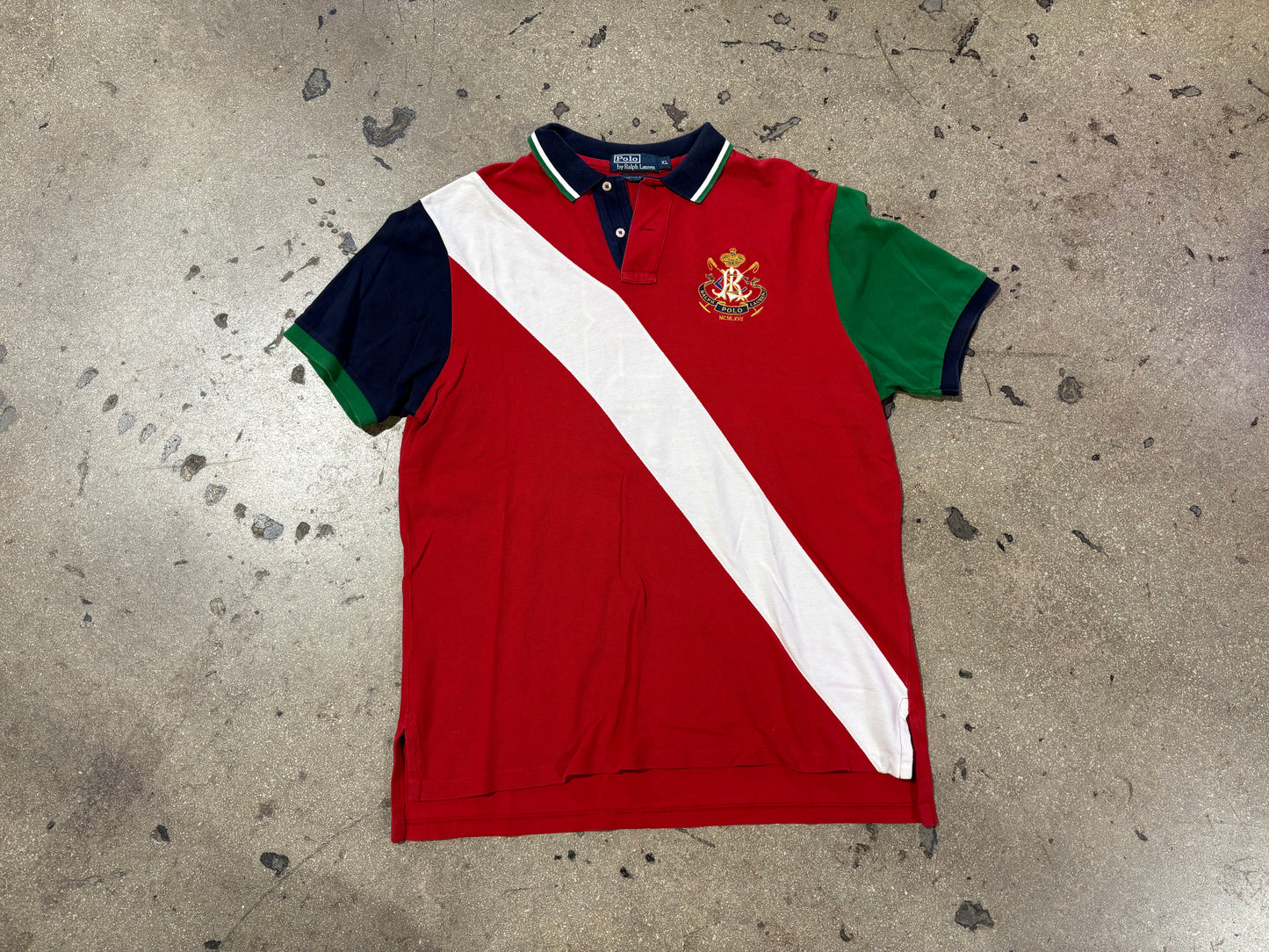 Polo Ralph Lauren Big Stripe #3 Polo Shirt - Red/Green Size XL