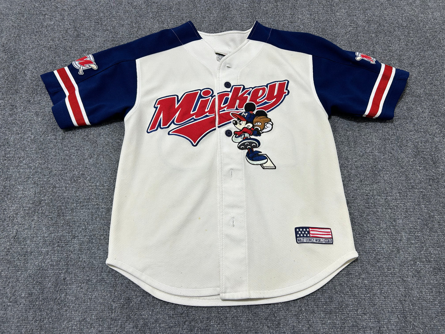Mickey Mouse Baseball Jersey - White/Navy Size Large