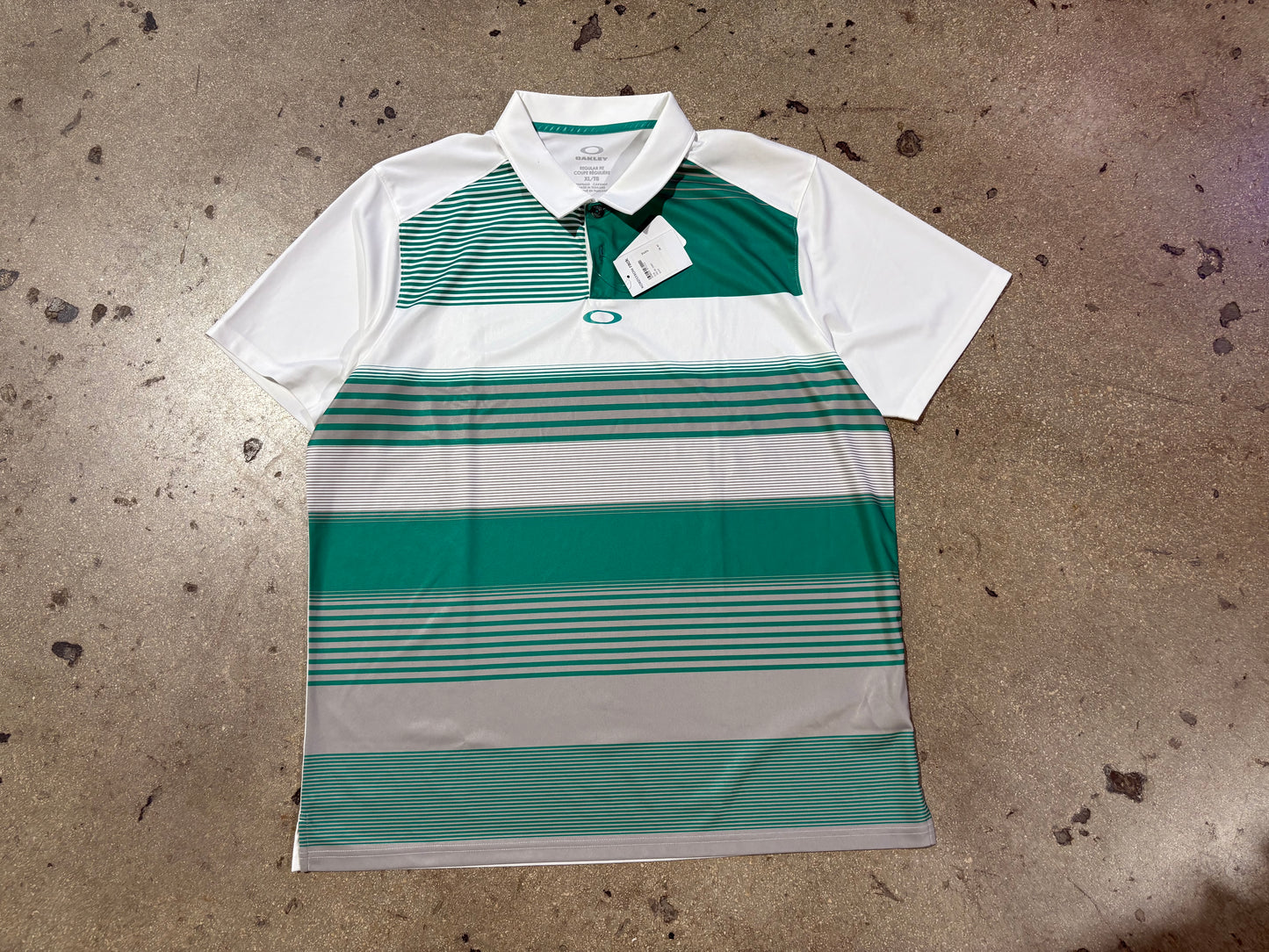 Oakley Stripped Golf Polo Shirt - White /Green Size XL